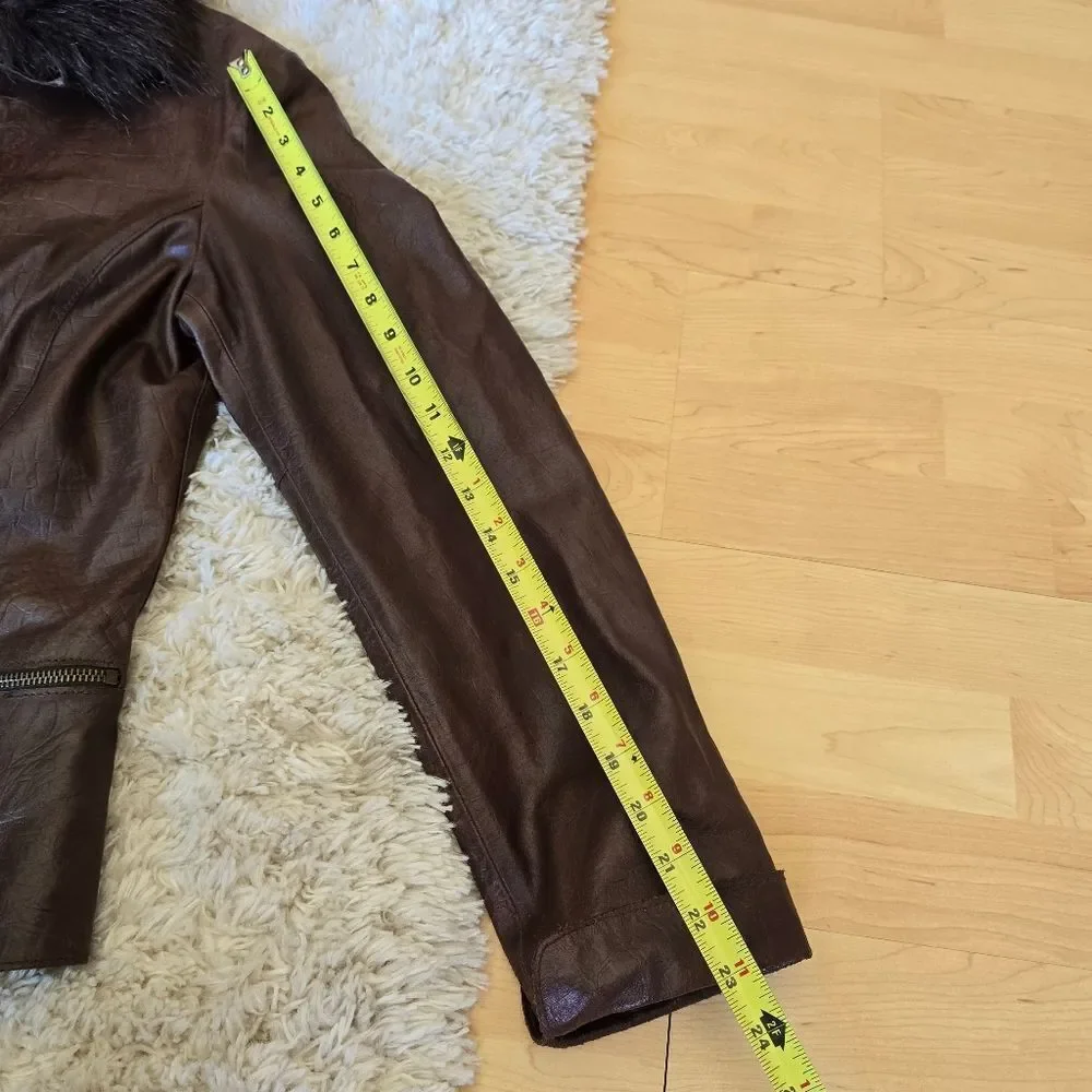 Express Genuine Leather Croc Embossed Brown Jacket Zip Size 14‎ Y2K 90s Western